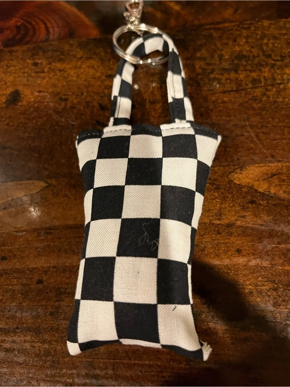 Checkerboard Keychain Pouch - Black & White Anthrax